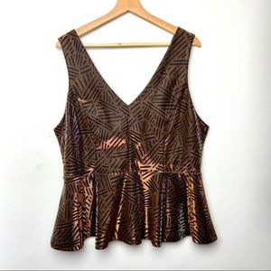 Forever 21+ Gold Peplum Top with Zip Up Back | 2X